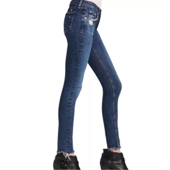 RAG & BONE | Distressed Skinny Low Rise Indigo Blue Denim Jeans Women’s Size 26 - Picture 2 of 13